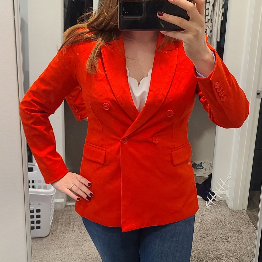 Cherry Red Double Breasted Blazer - image 1